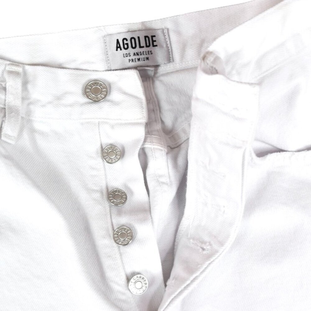 AGOLDE Jamie White Jeans Size 27 100% Cotton Button Fly Made in USA Preppy - Picture 4 of 10